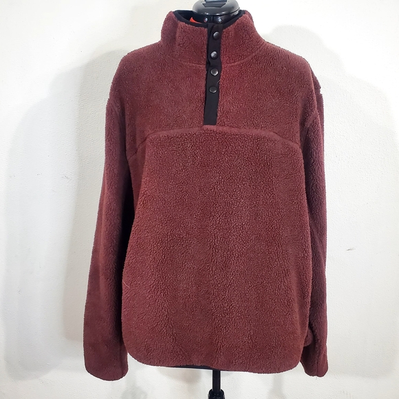 Jackets & Blazers - Burgundy Fleece Sweater